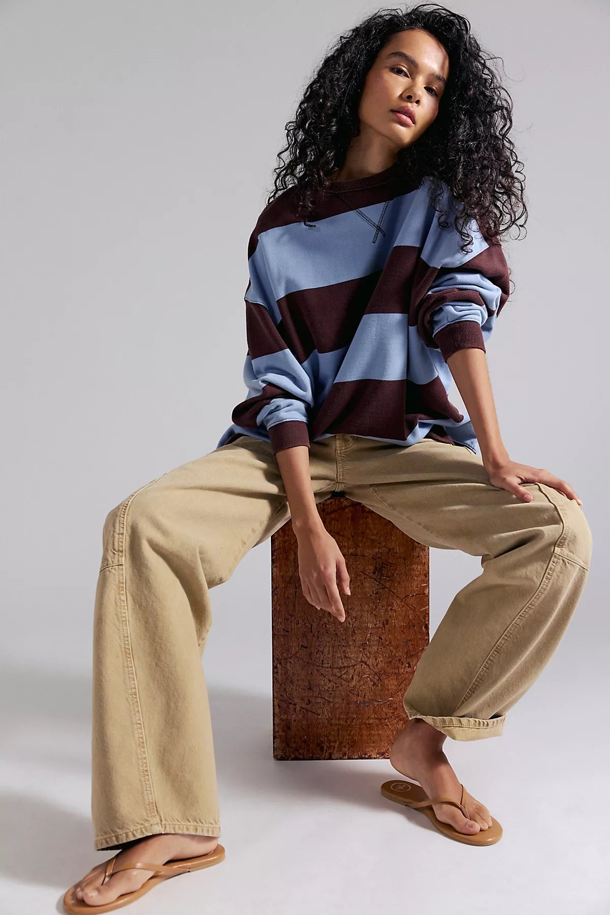 We The Free Classic Striped Oversized Crewneck