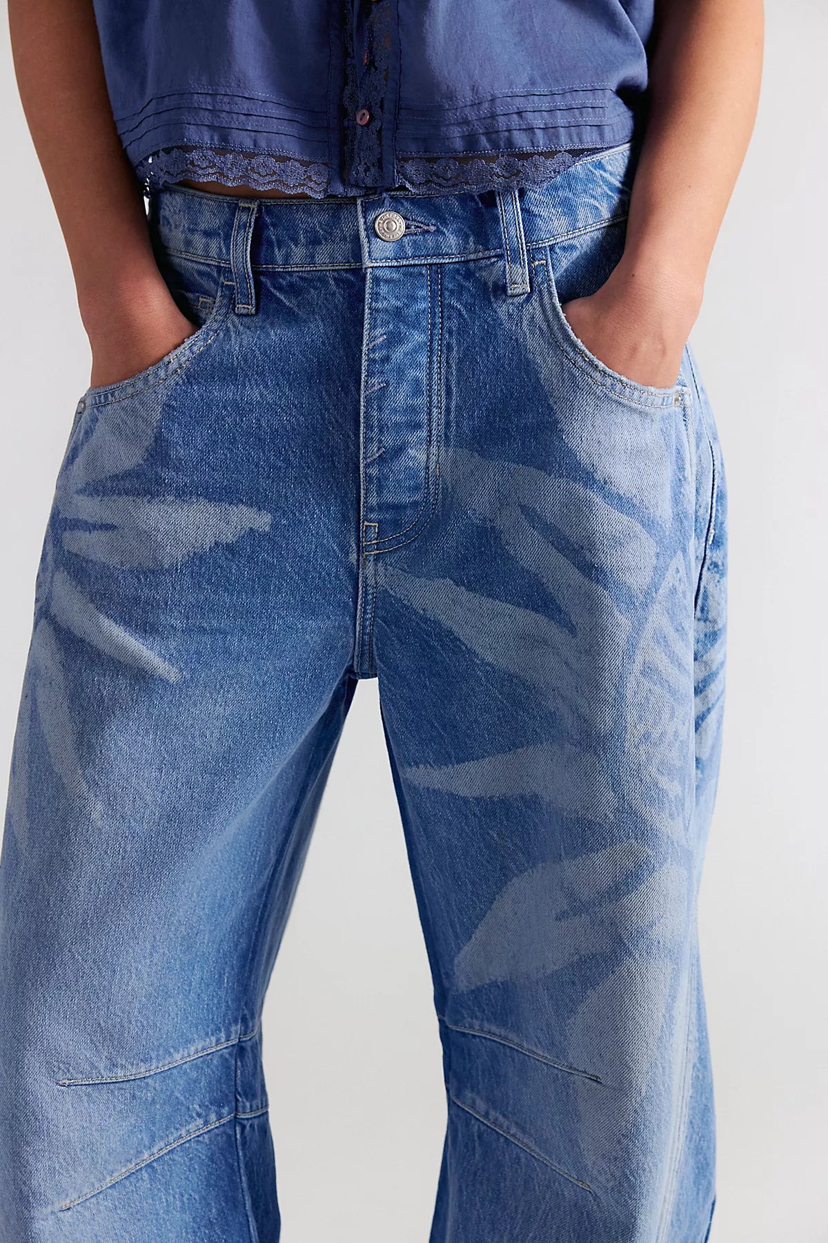 We The Free Good Luck Printed Barrel Jeans
