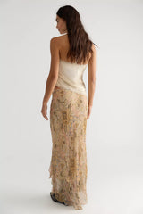 Spell Damask Ruffle Midi Skirt