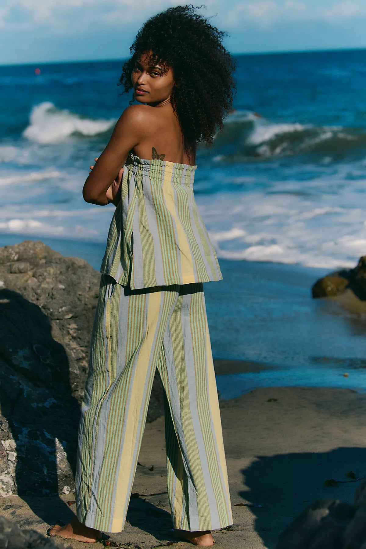 Corfu Striped Cotton-Linen Set