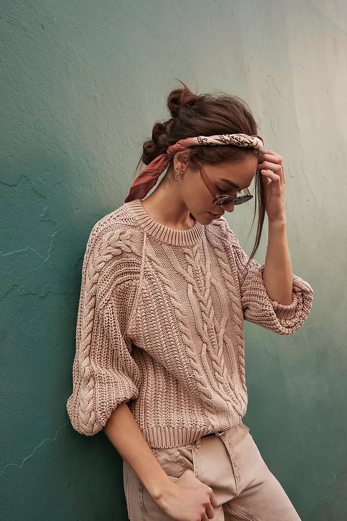 Frankie Cable Knit Cotton Sweater
