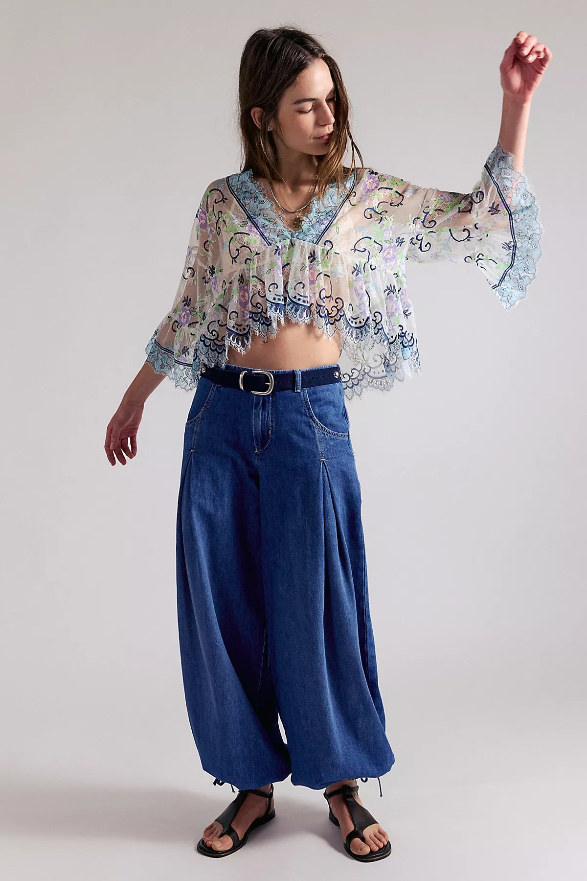 Anna Sui Lady Chatterley Lace V-Neck Blouse