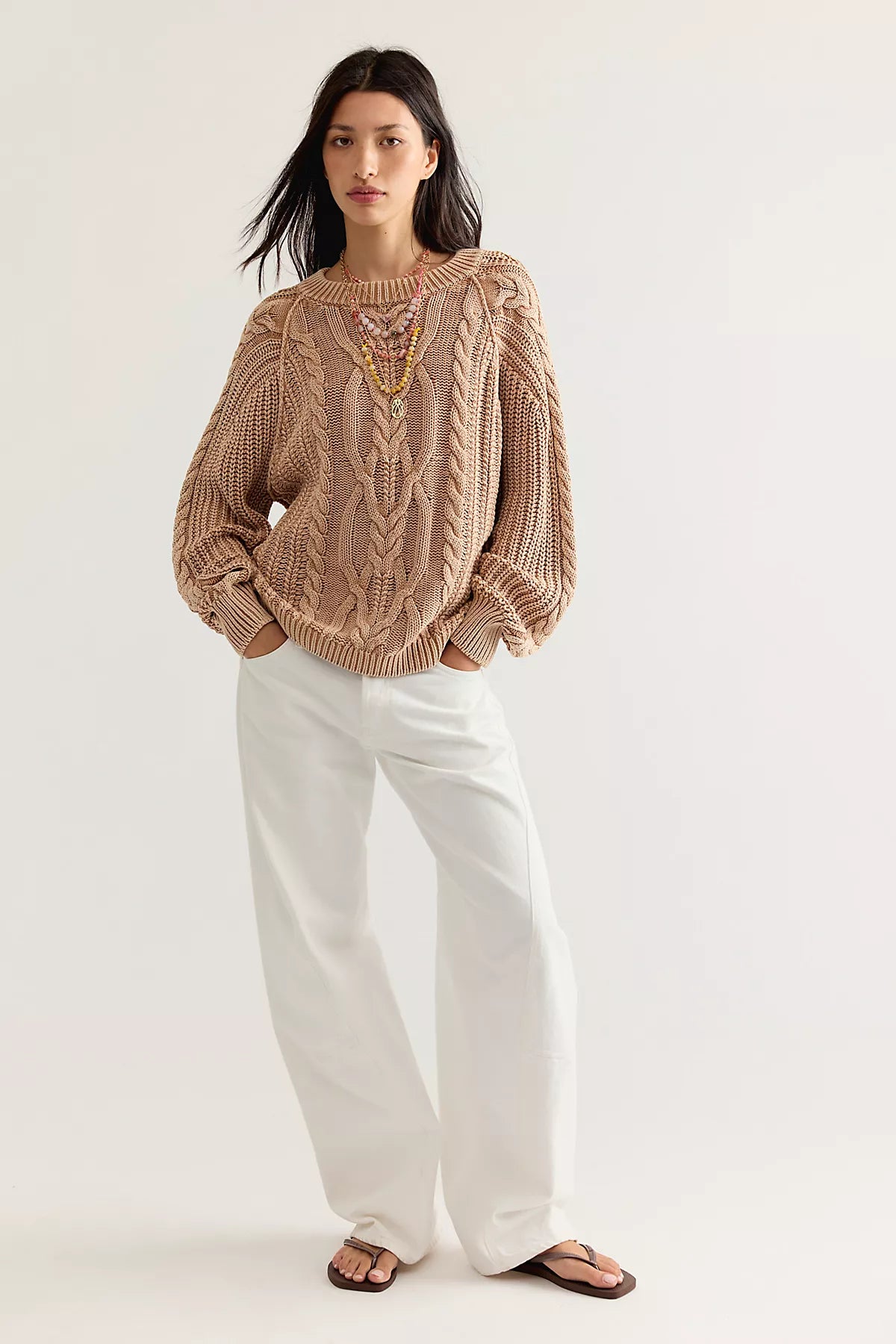 Frankie Cable Knit Cotton Sweater