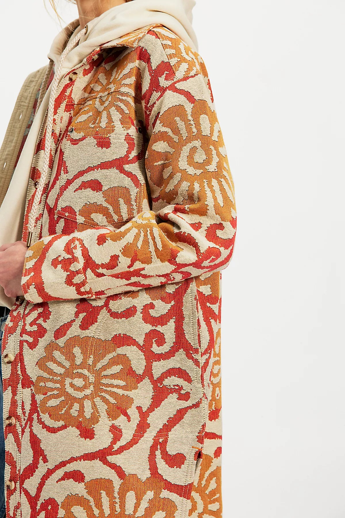 We The Free Brick Lane Jacquard Maxi Shirt Jacket