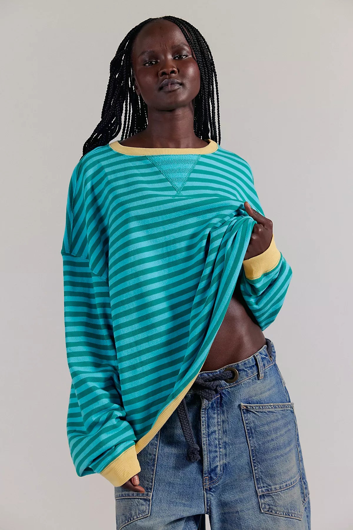 We The Free Classic Striped Oversized Crewneck