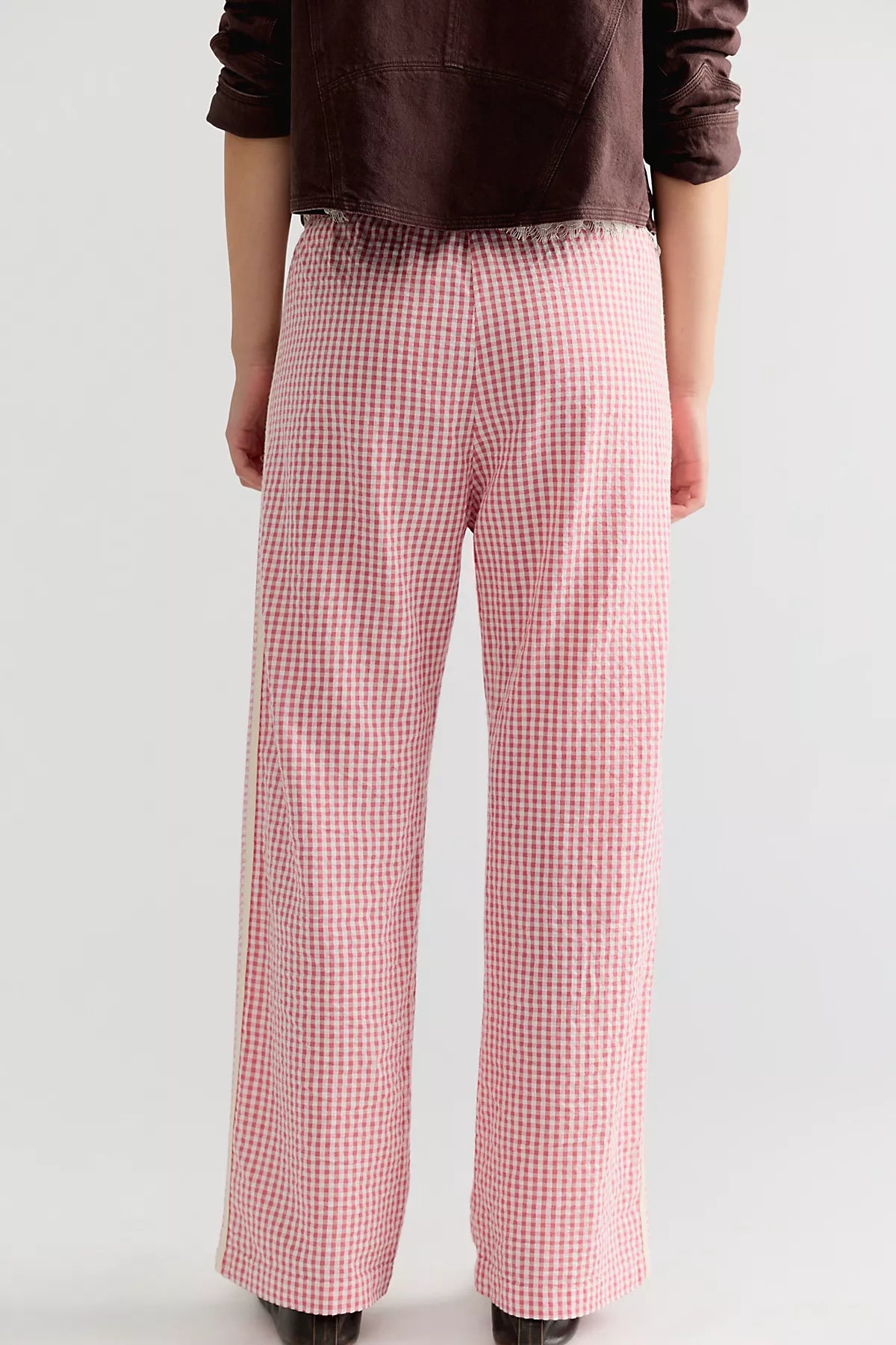 DONNI. The Cotton Gingham Stripe Crop Pants