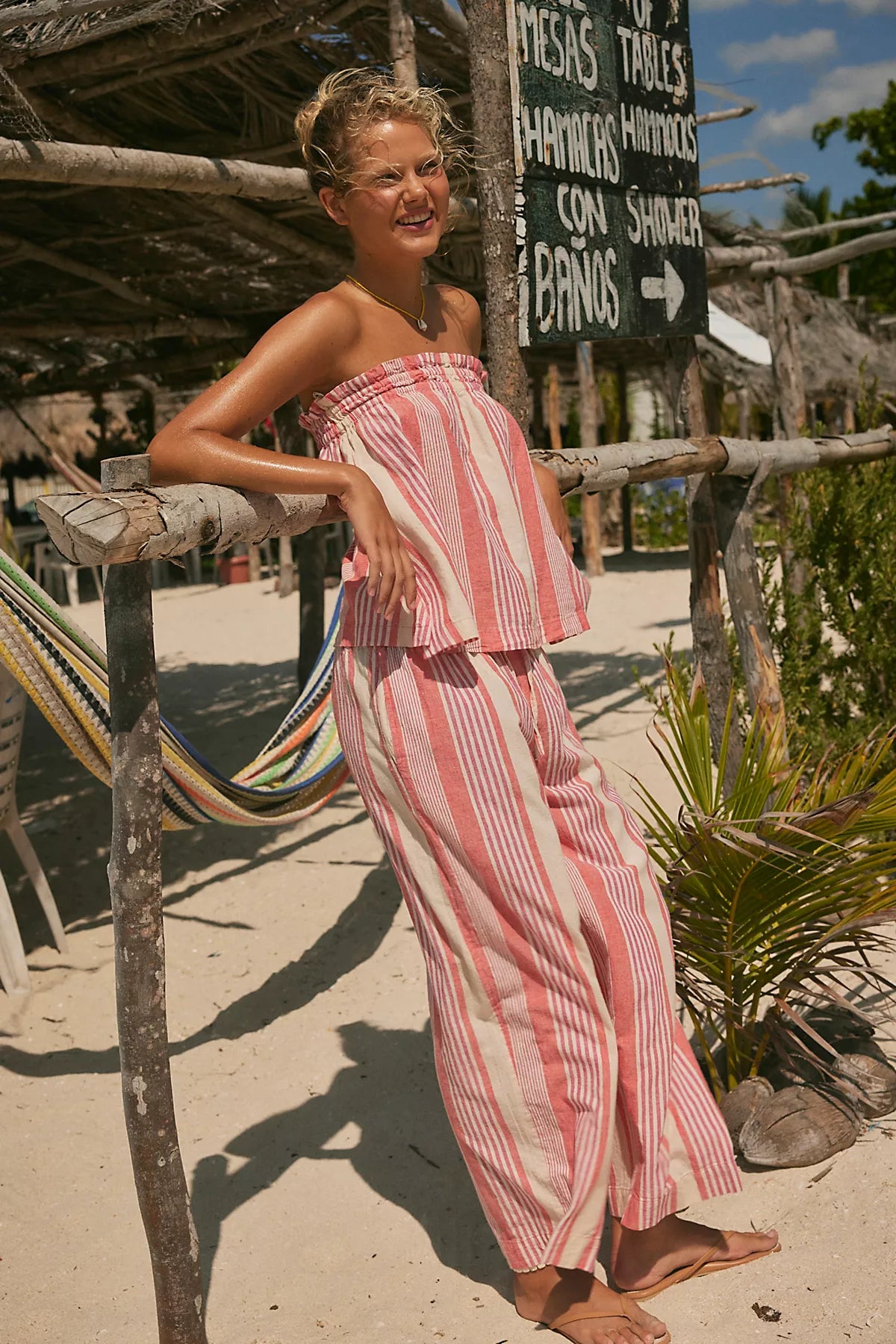Corfu Striped Cotton-Linen Set