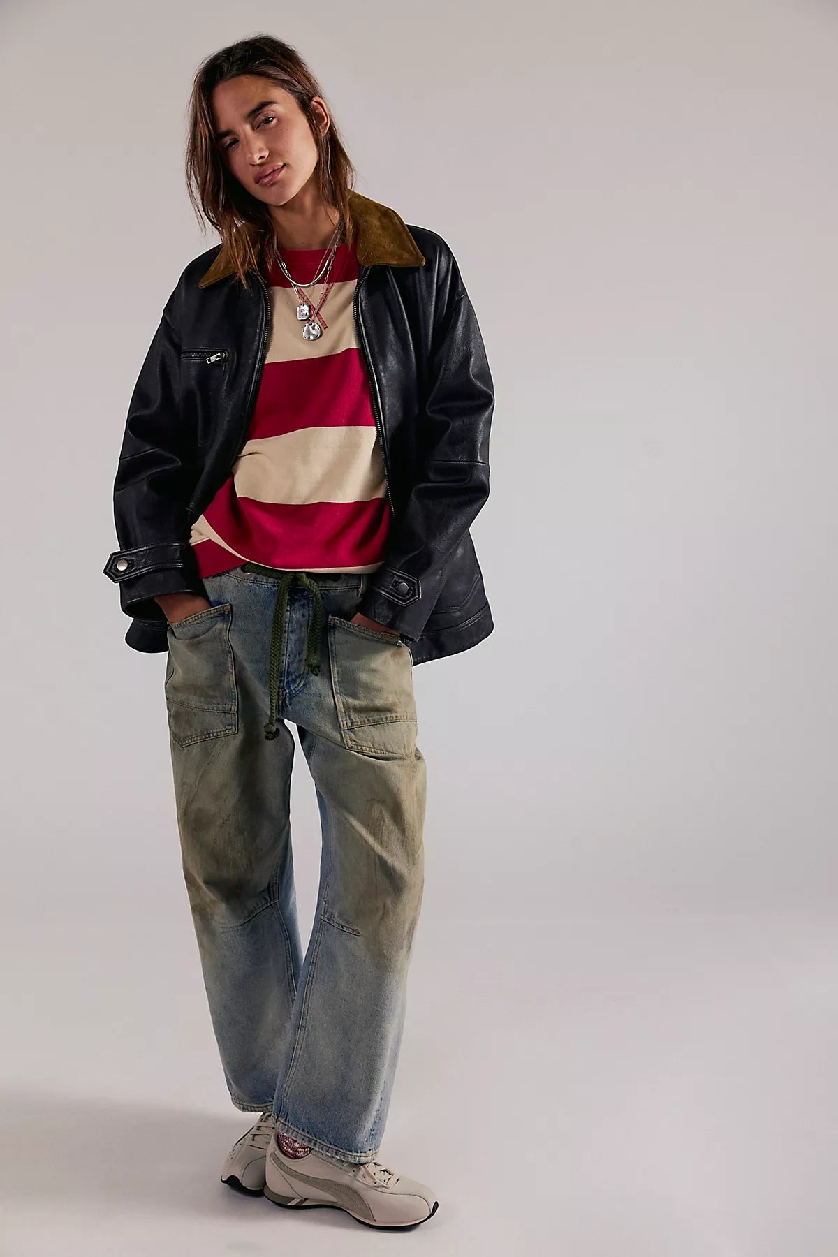 We The Free Classic Striped Oversized Crewneck