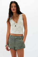 Understated Leather Starburst Shorts