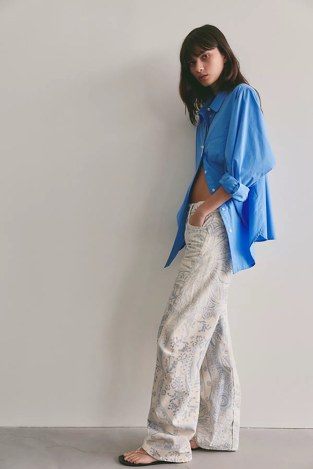 We The Free Fable Printed Low-Rise Twisted Bowed Jeans