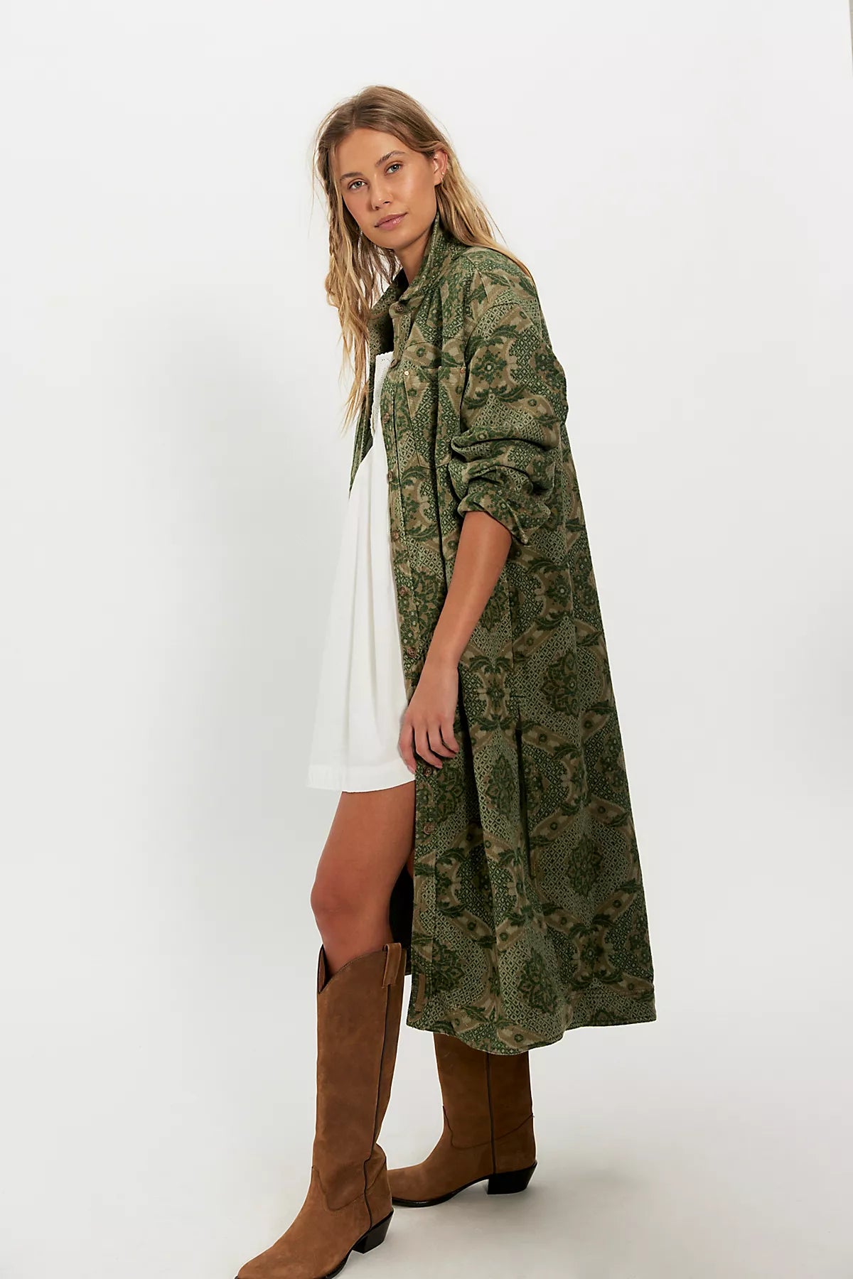 We The Free Brick Lane Jacquard Maxi Shirt Jacket