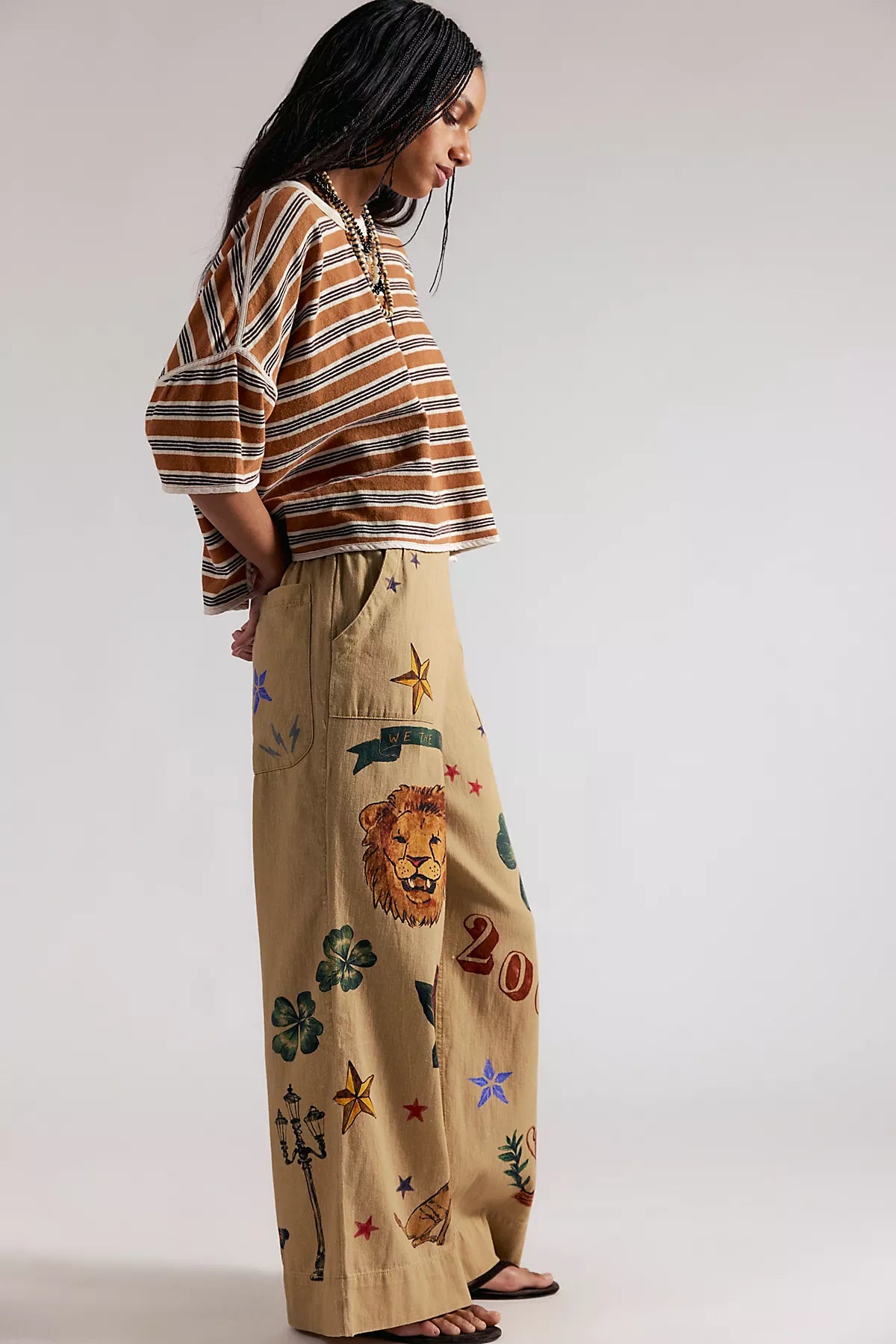 We The Free Breezy Printed Denim Pull-On Jeans