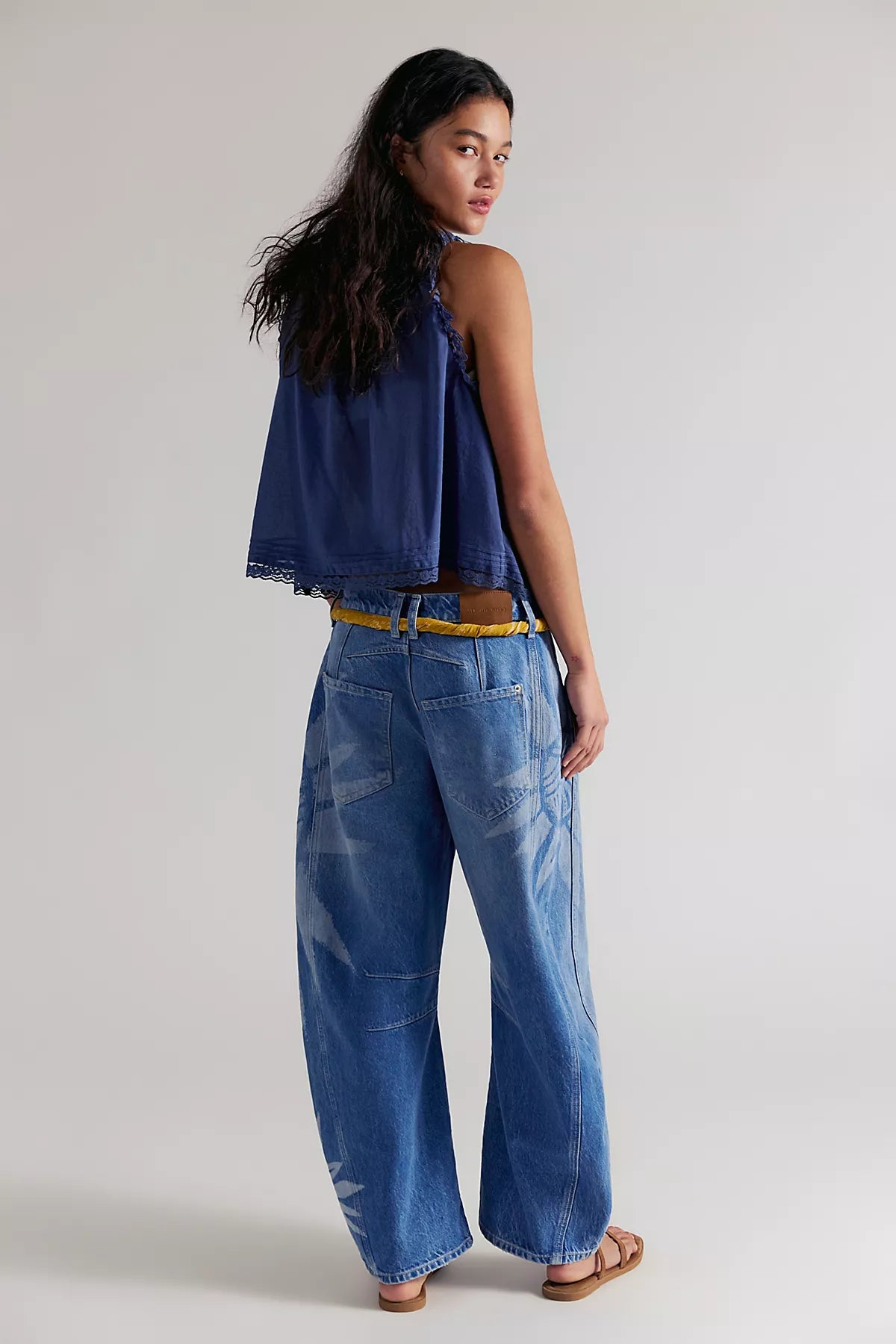 We The Free Good Luck Printed Barrel Jeans