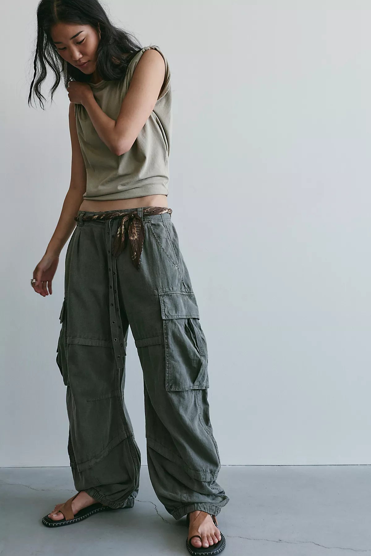 We The Free Reef Curved Linen Cargo Pants