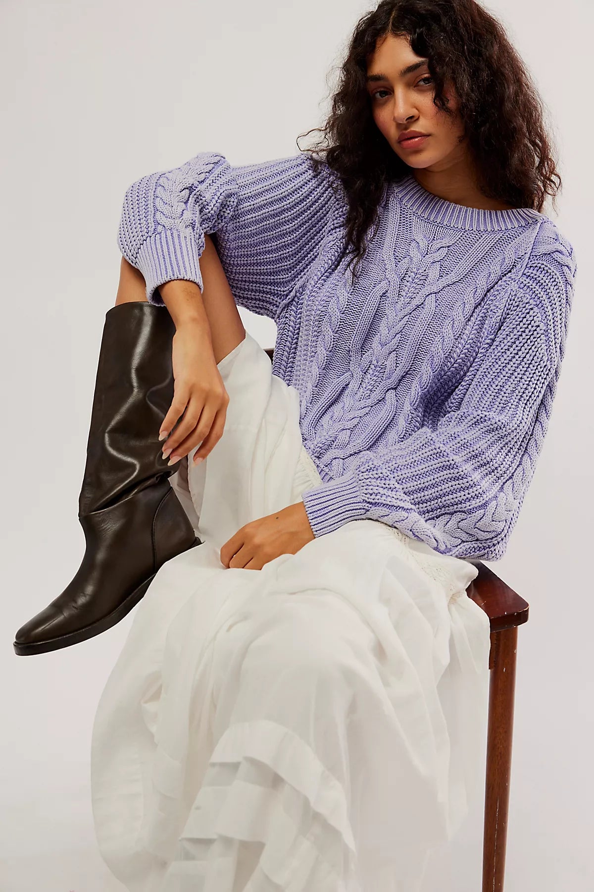 Frankie Cable Knit Cotton Sweater