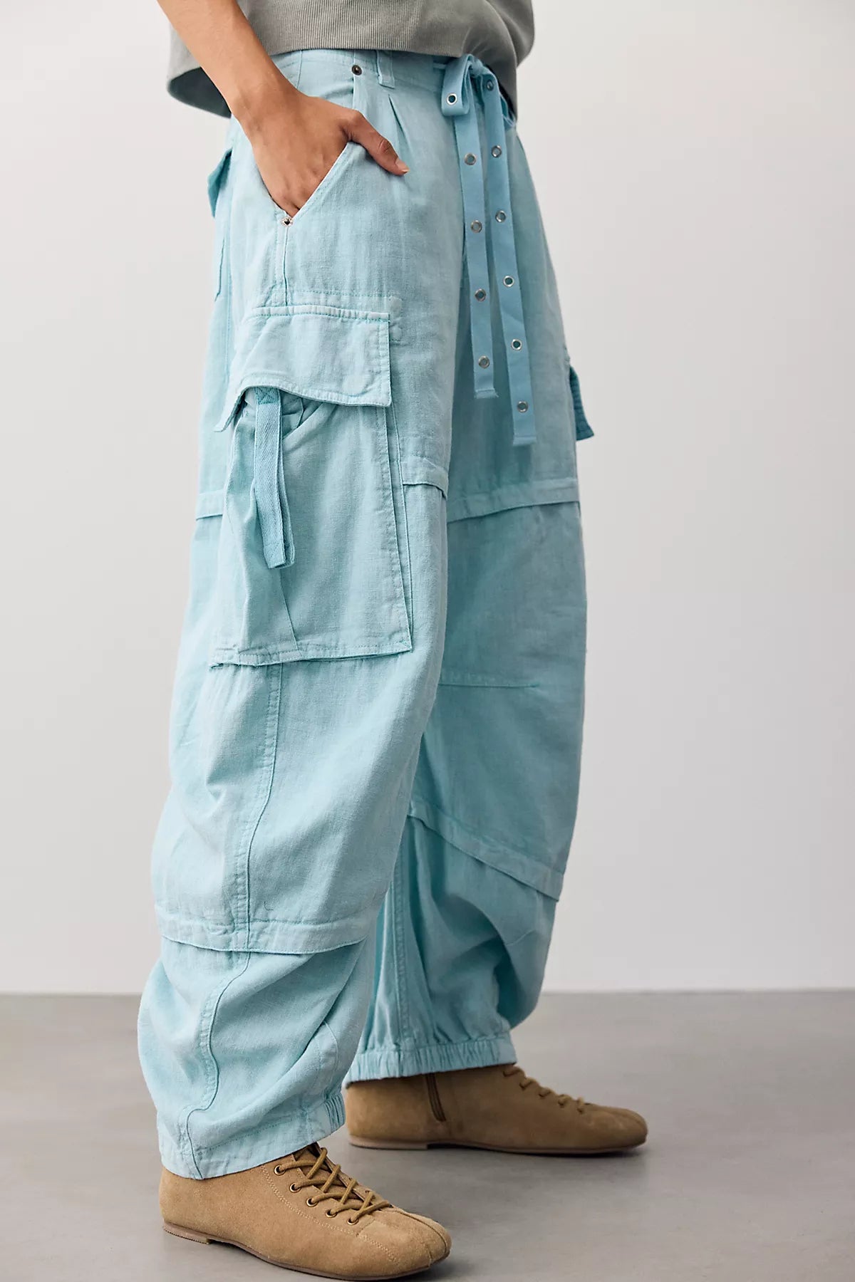 We The Free Reef Curved Linen Cargo Pants