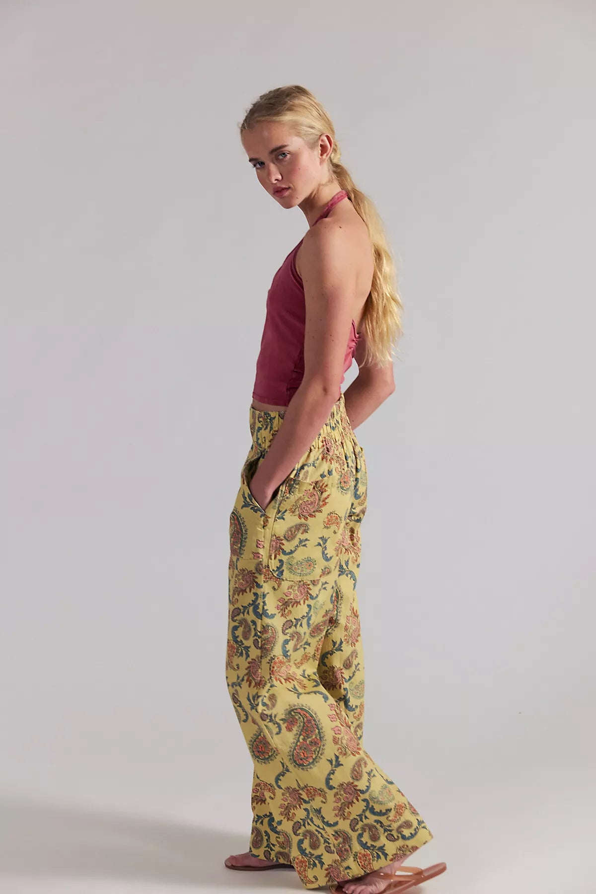 We The Free Breezy Printed Denim Pull-On Jeans