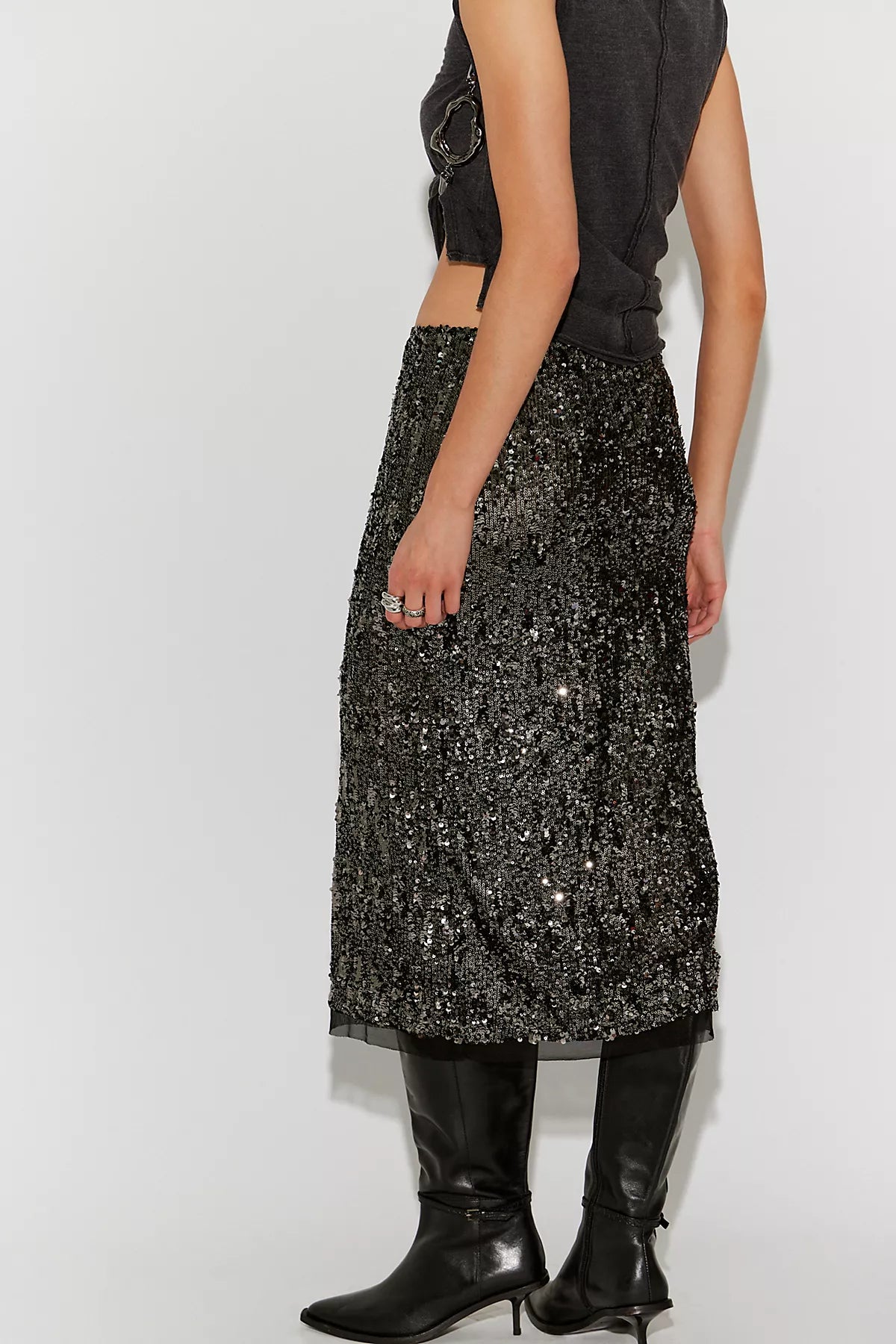 Party Trick Sequin Midi Slip Skirt