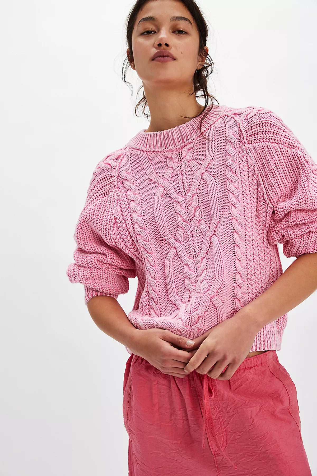 Frankie Cable Knit Cotton Sweater