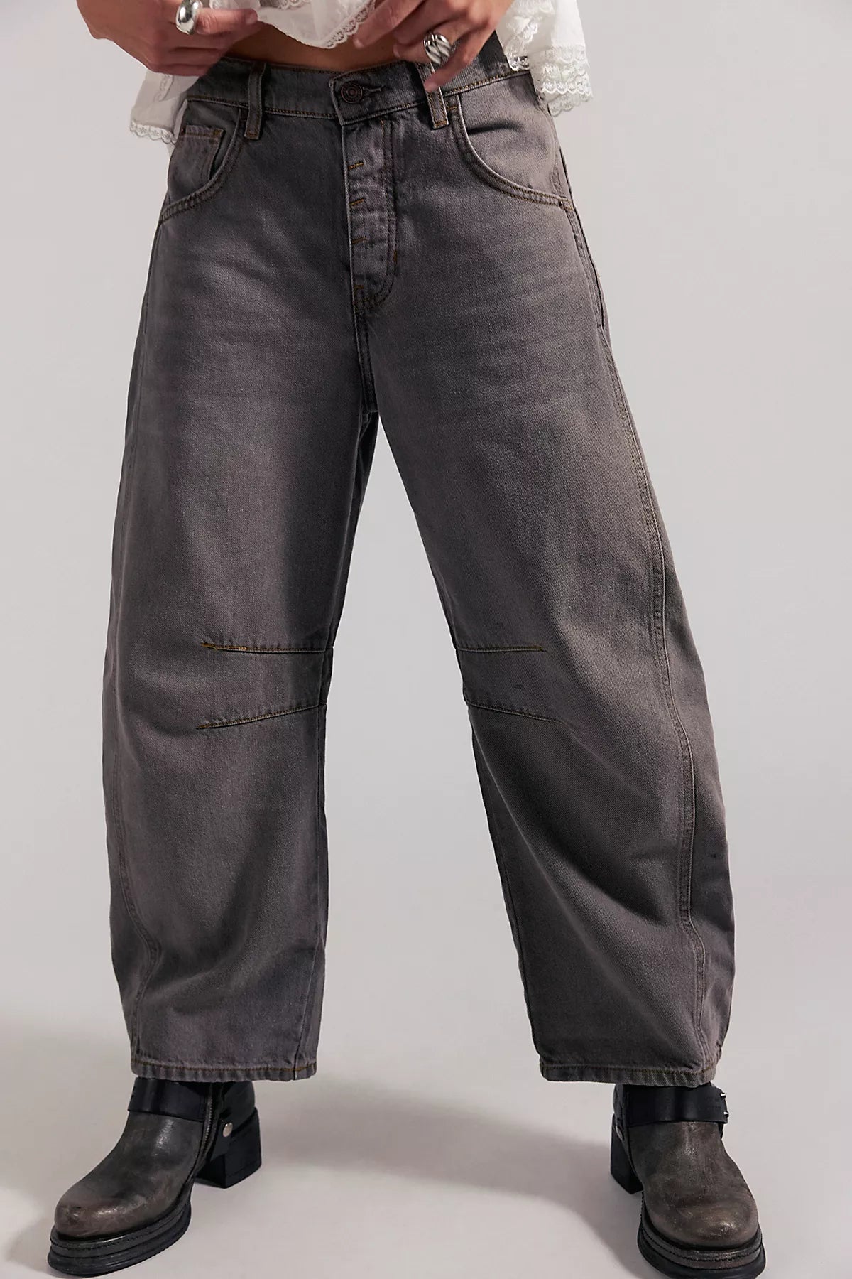 We The Free Good Luck Mid-Rise Barrel Jeans