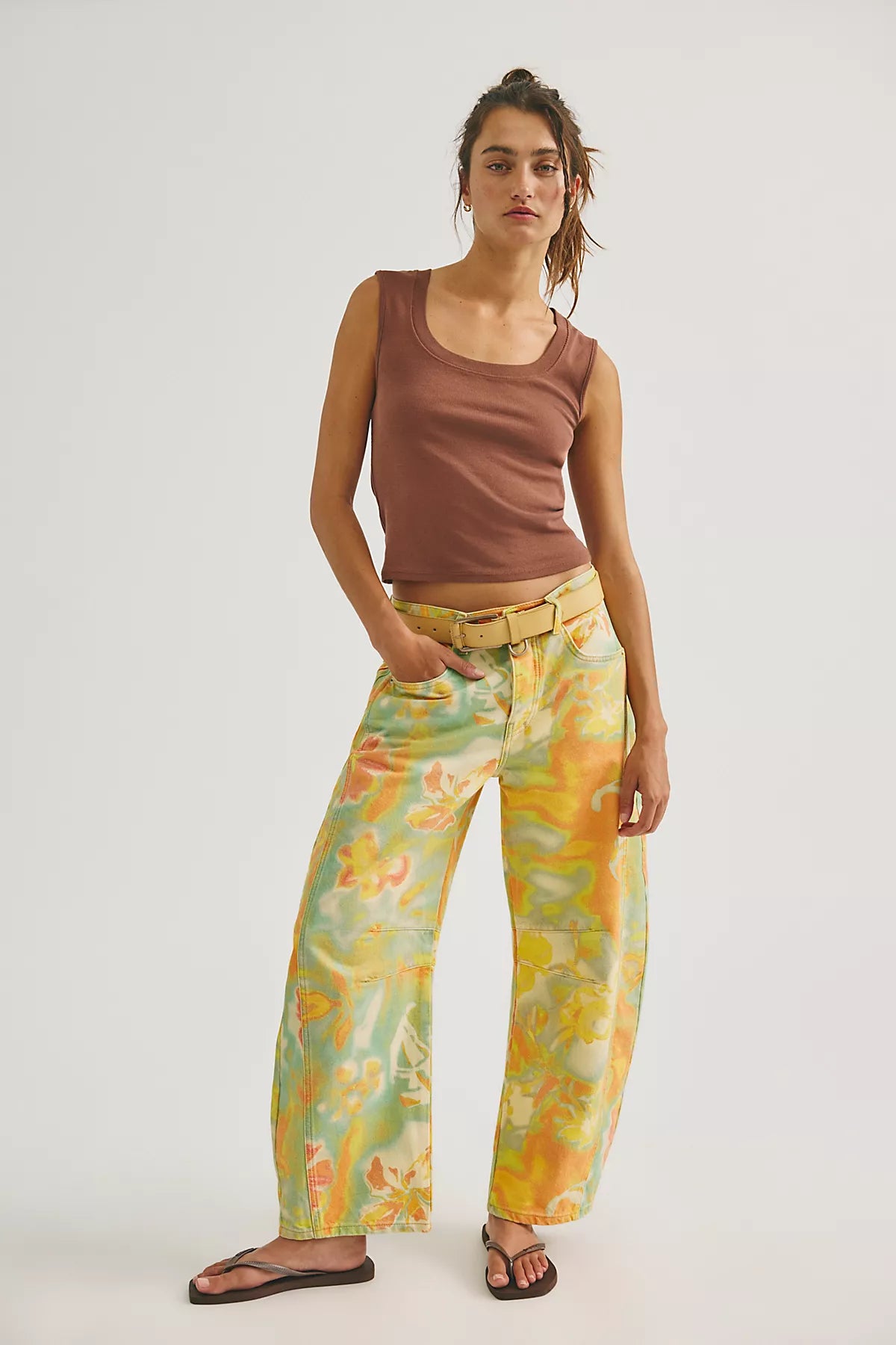 We The Free Good Luck Printed Barrel Jeans