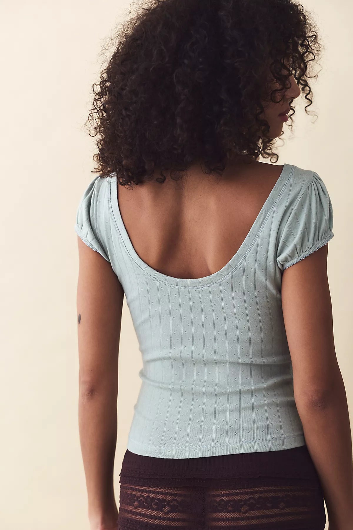 End Game Pointelle Puff Baby Tee