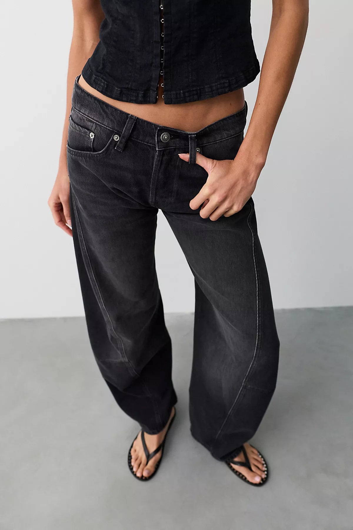 We The Free Fable Low-Rise Twisted Bowed Jeans