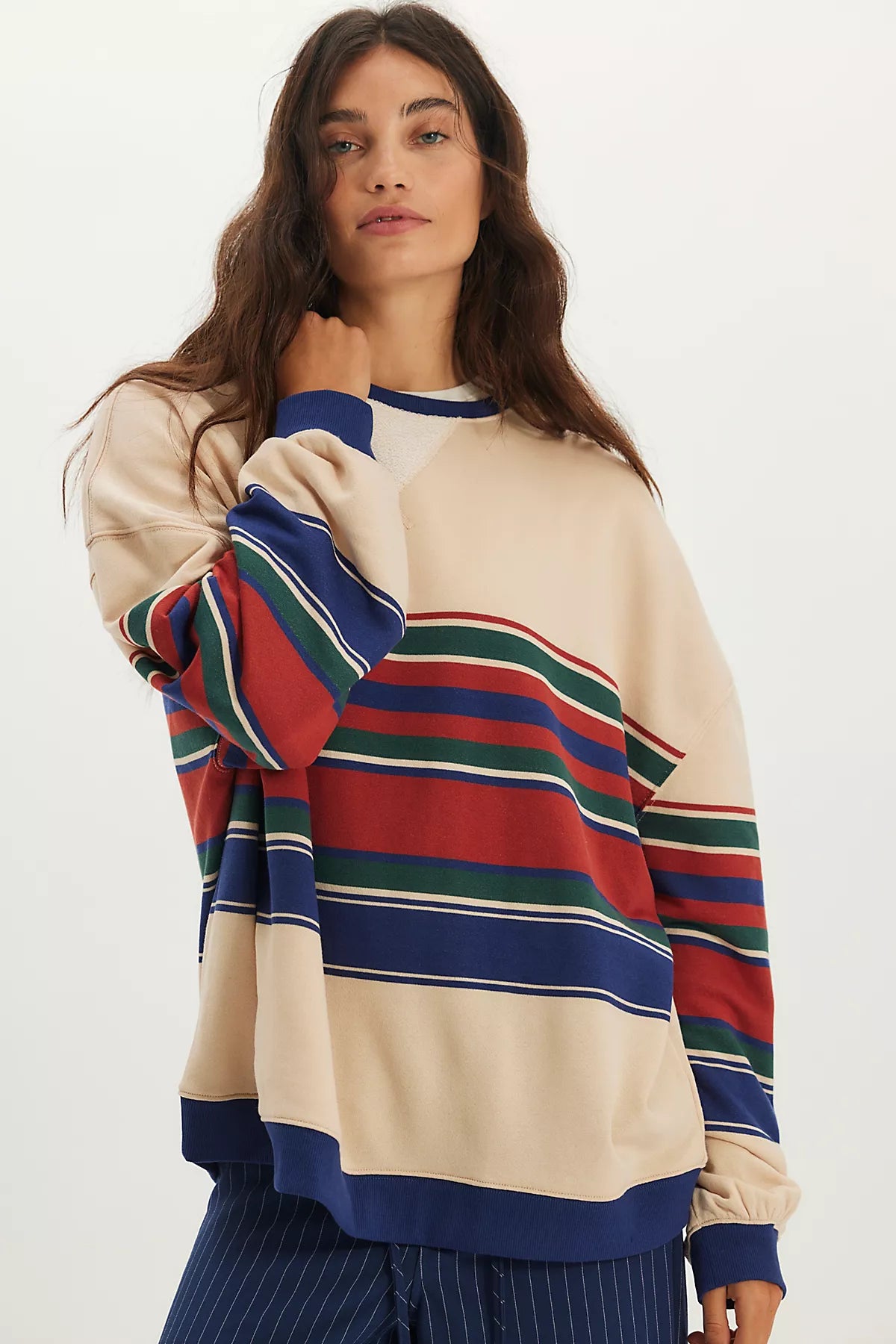 We The Free Classic Striped Oversized Crewneck