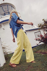 Seaside Cotton-Linen Lace Pants