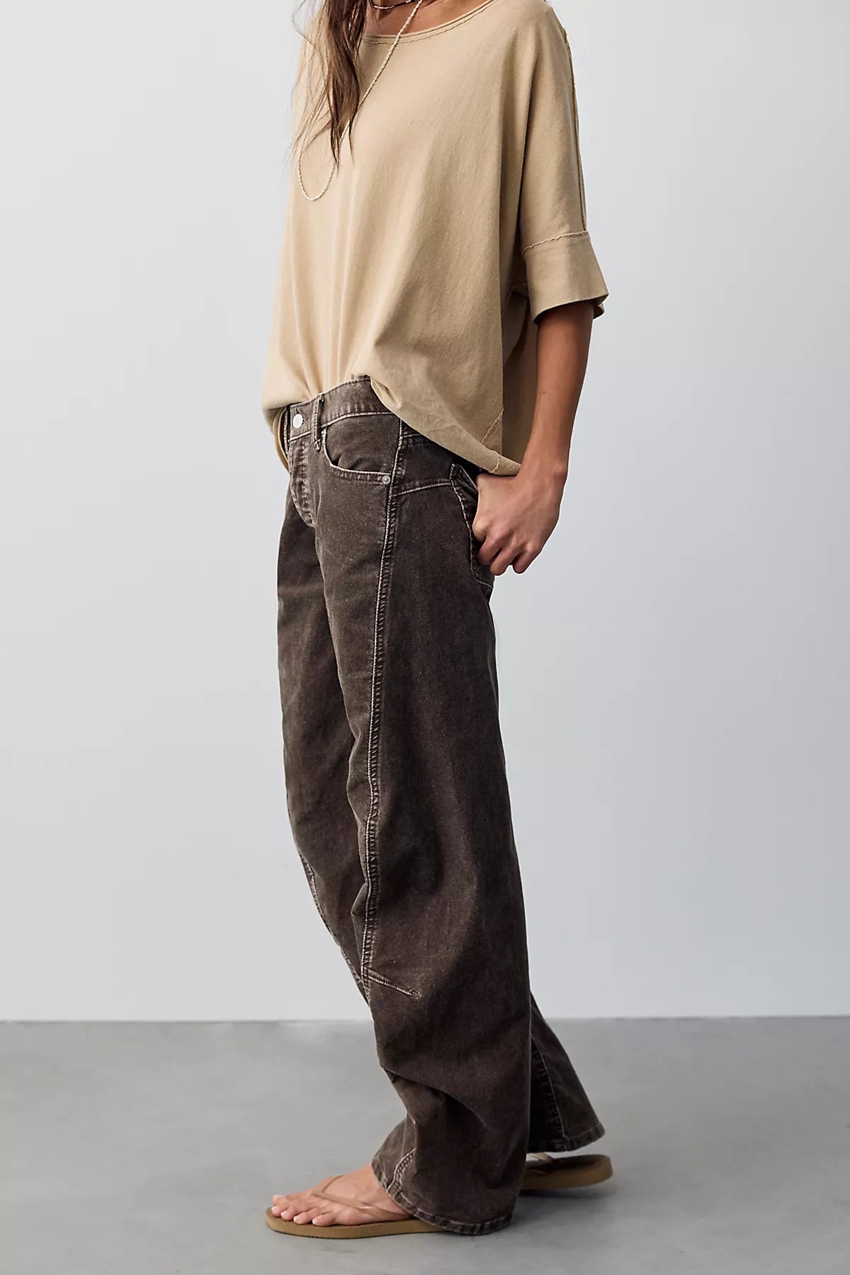We The Free Fable Washed Cord Low-Rise Twisted Bowed Jeans