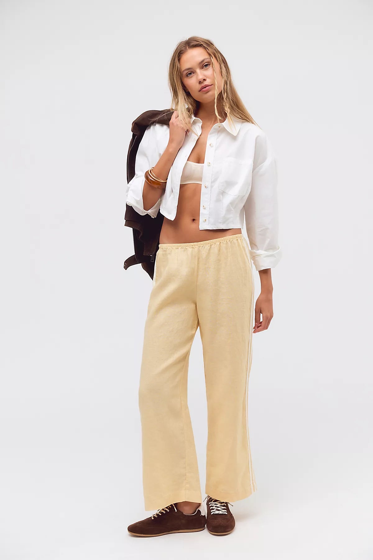 DONNI. The Linen Stripe Crop Pants