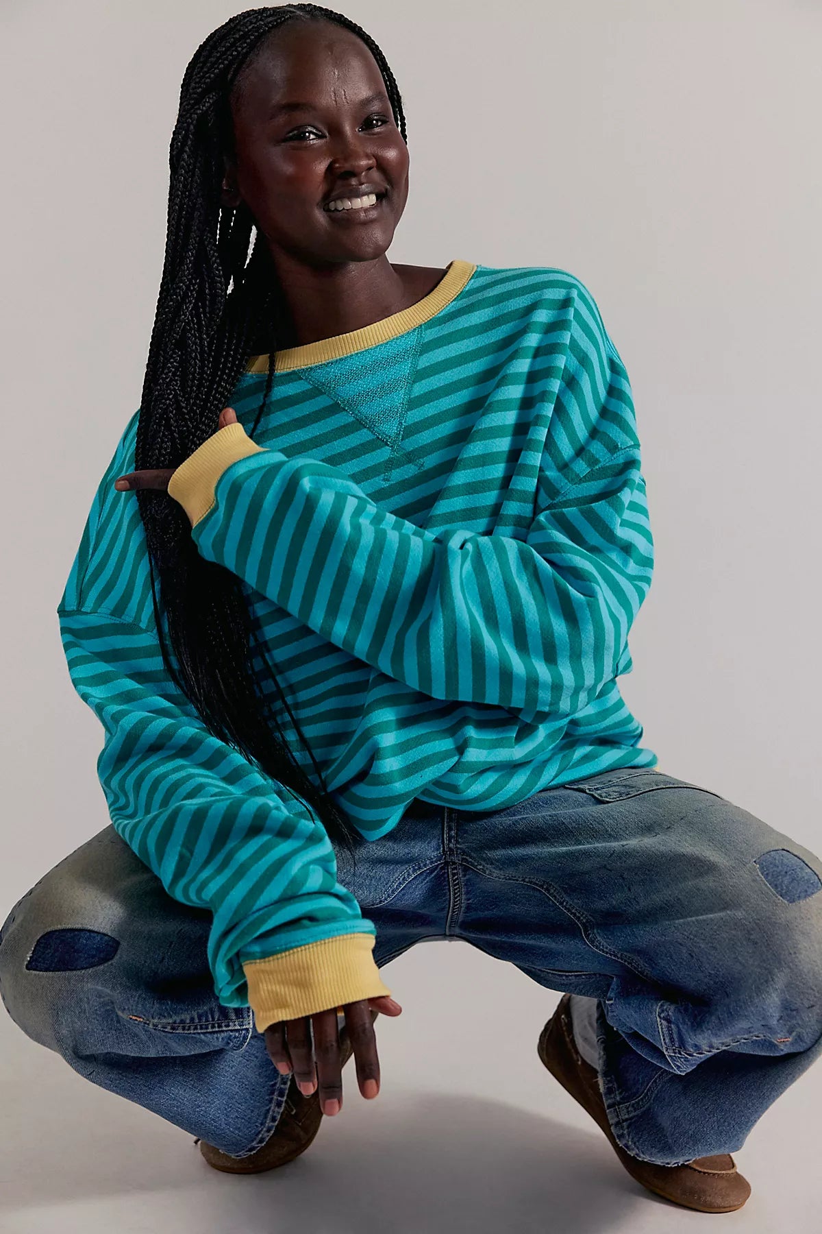 We The Free Classic Striped Oversized Crewneck