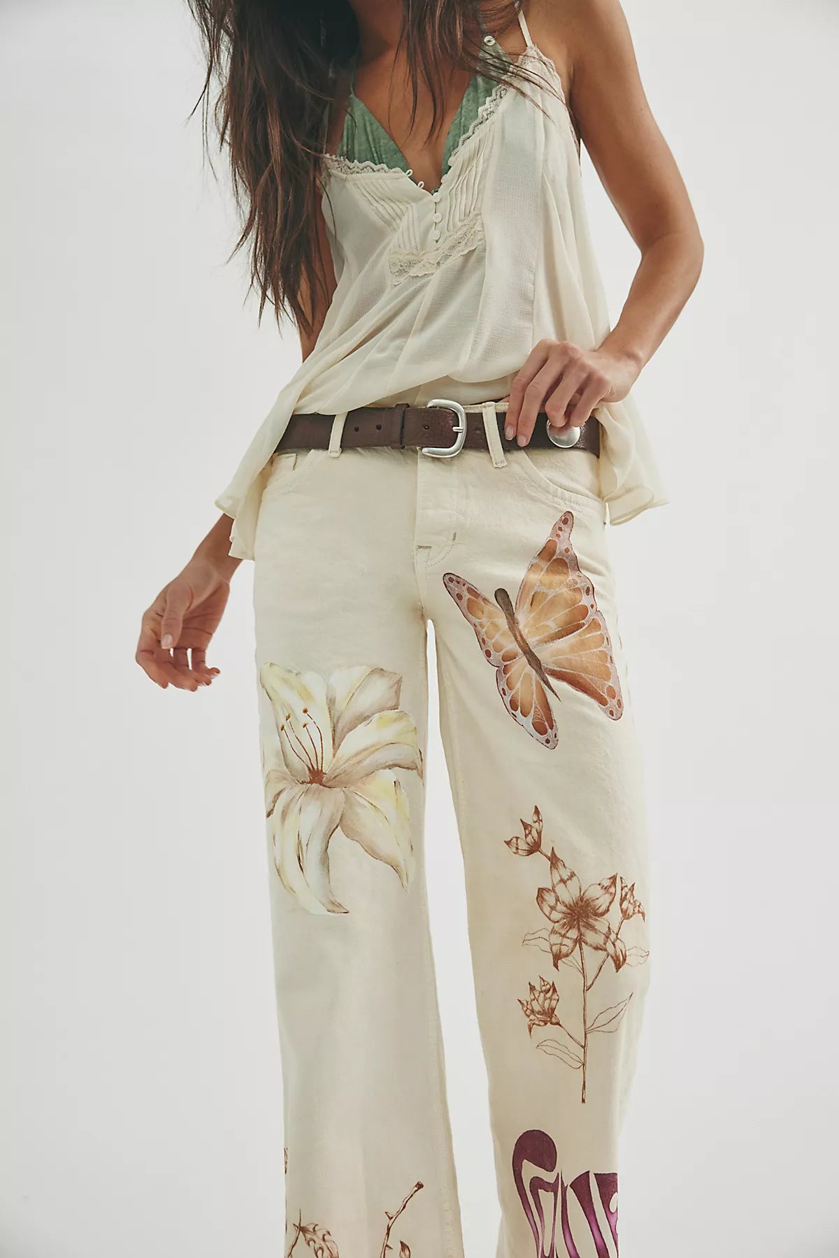 FP X Juliet Johnstone Hand-Painted Tennessee Low-Rise Boyfriend Jeans