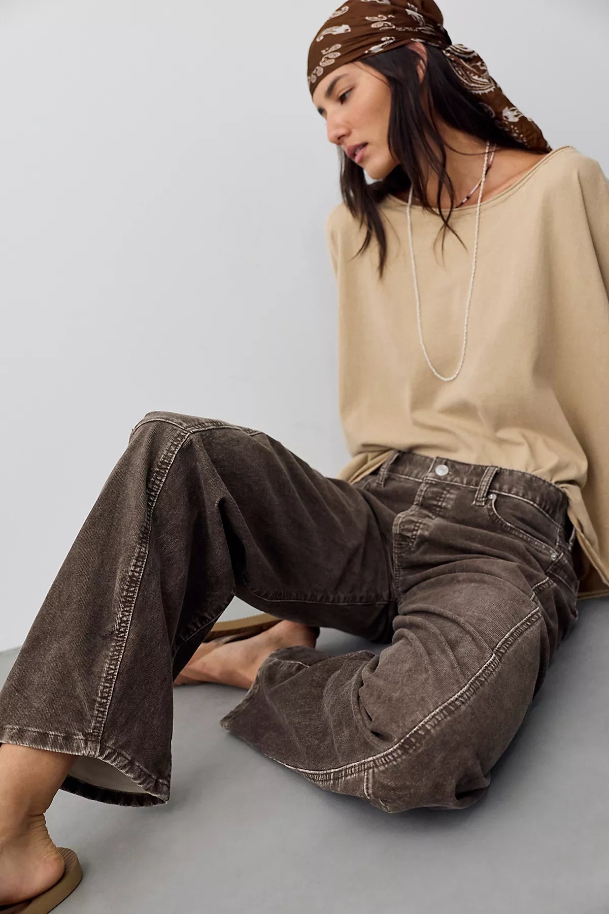 We The Free Fable Washed Cord Low-Rise Twisted Bowed Jeans