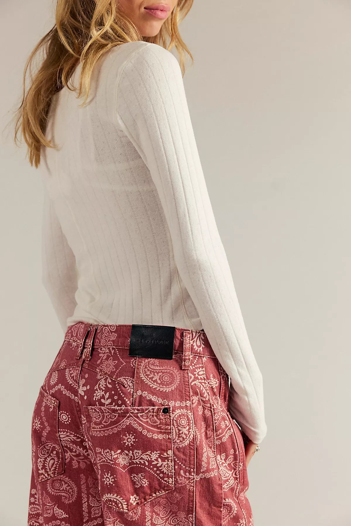 We The Free Good Luck Printed Barrel Jeans