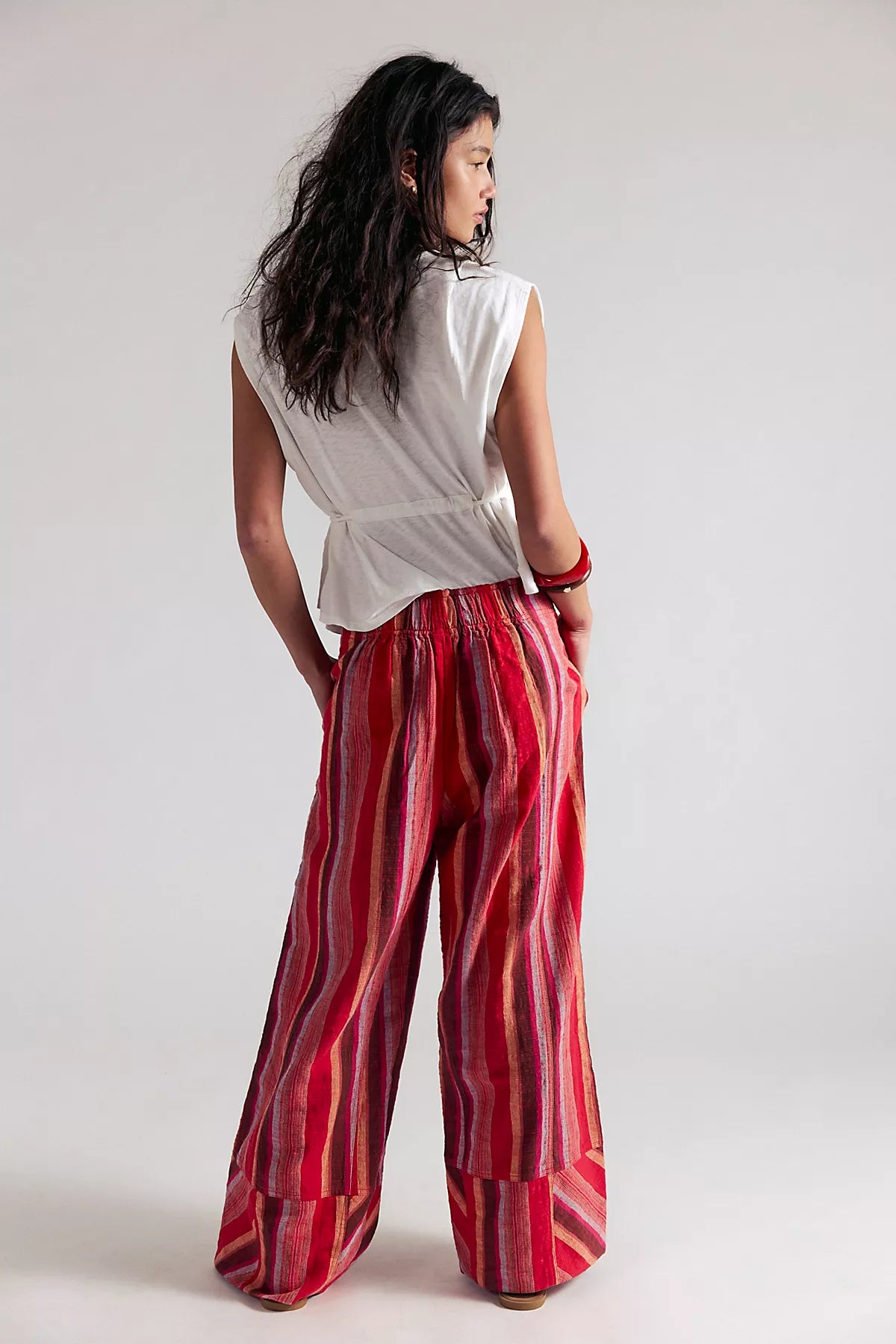 Day's End Linen Striped Pull-On Pants