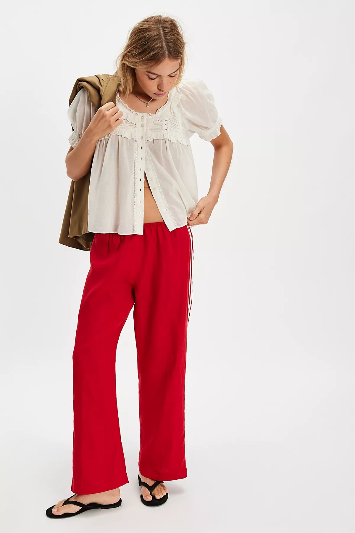 DONNI. The Linen Stripe Crop Pants