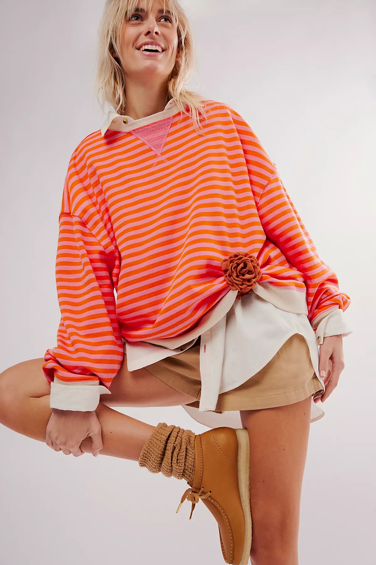 We The Free Classic Striped Oversized Crewneck