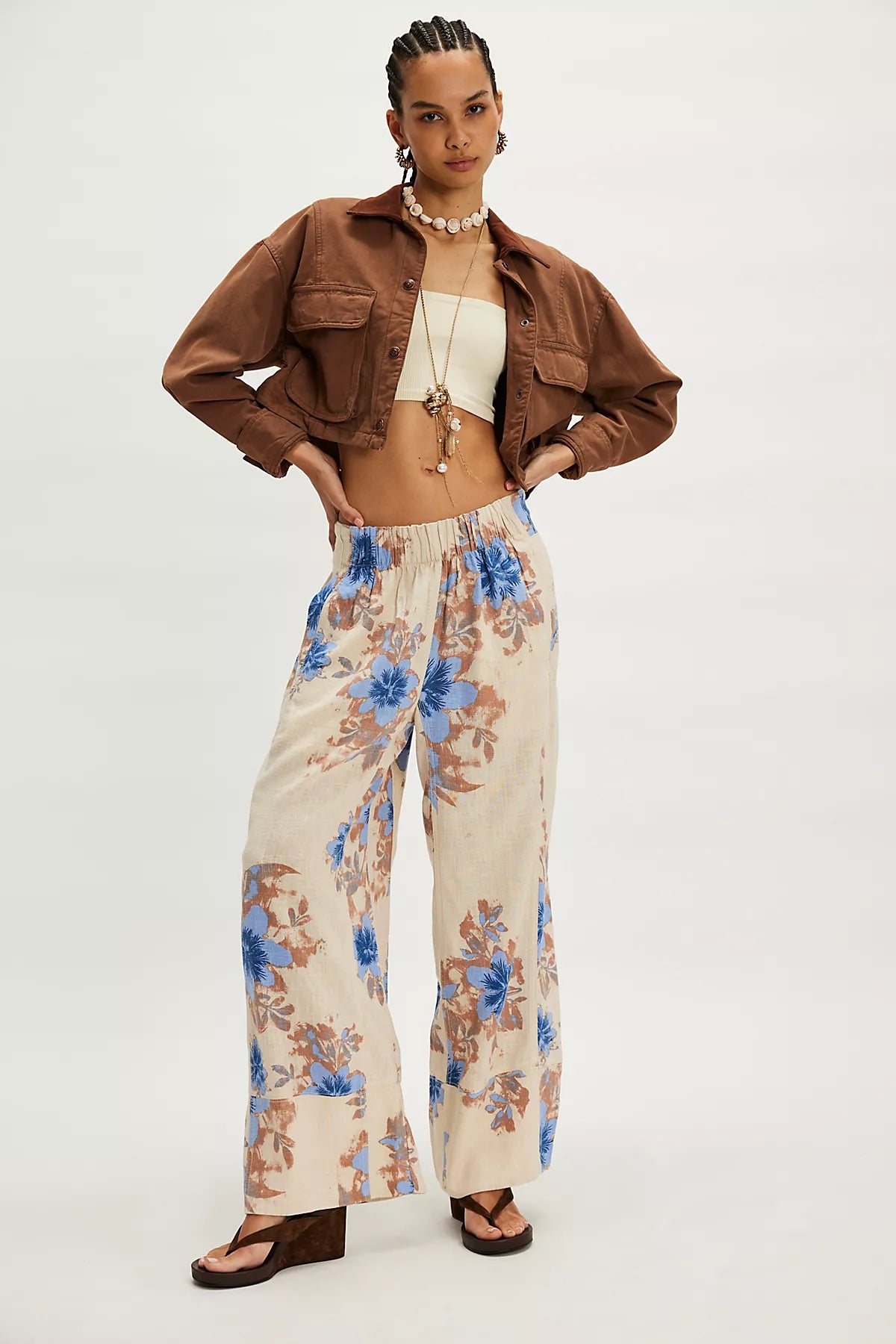 Day's End Linen Printed Pull-On Pants