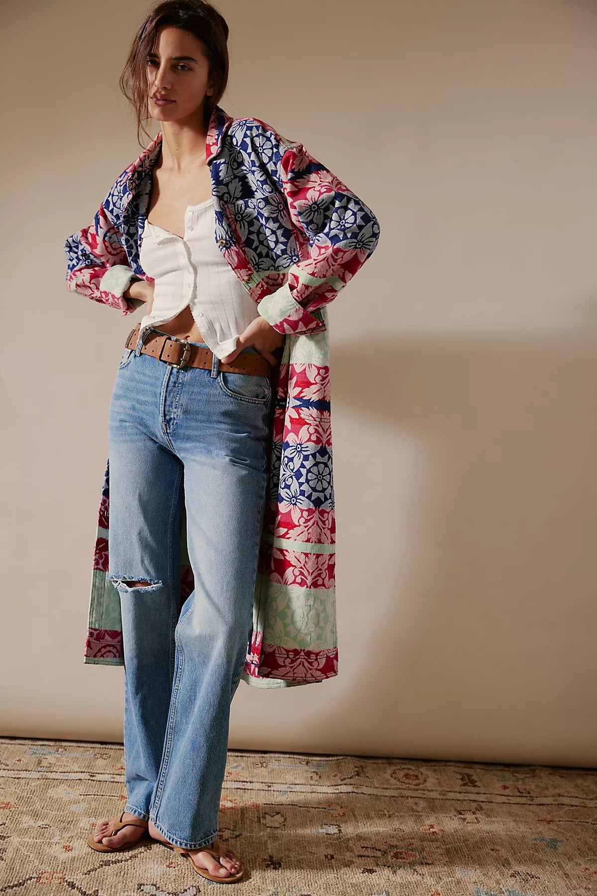 We The Free Brick Lane Jacquard Maxi Shirt Jacket