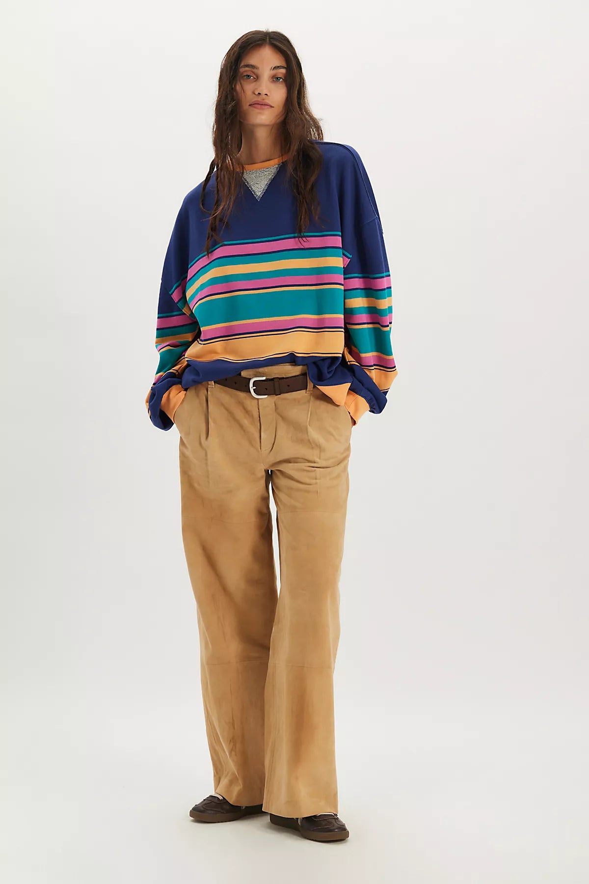 We The Free Classic Striped Oversized Crewneck