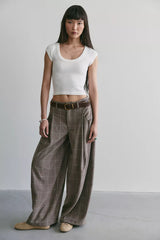 About It Baggy Plaid Suit Trousers