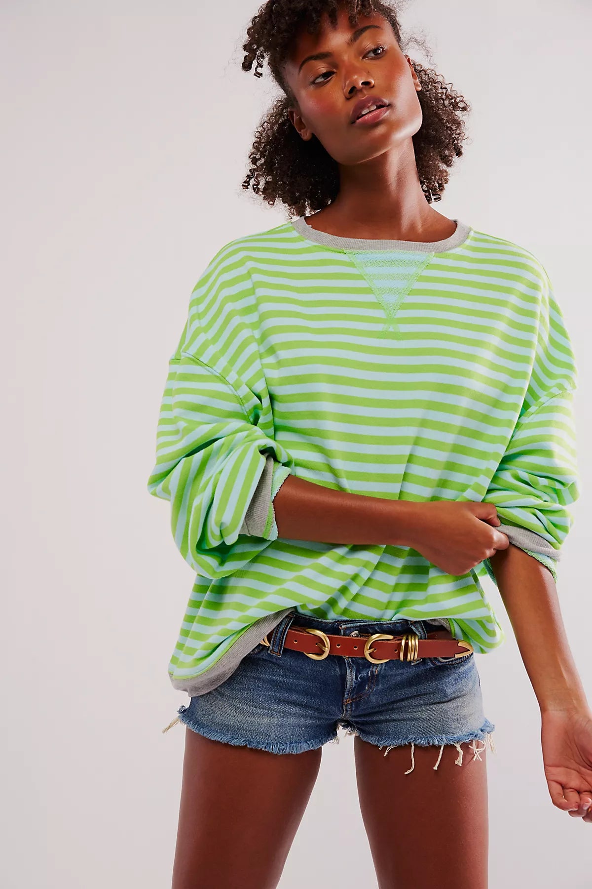 We The Free Classic Striped Oversized Crewneck