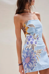Flower Patch Denim Mini Dress