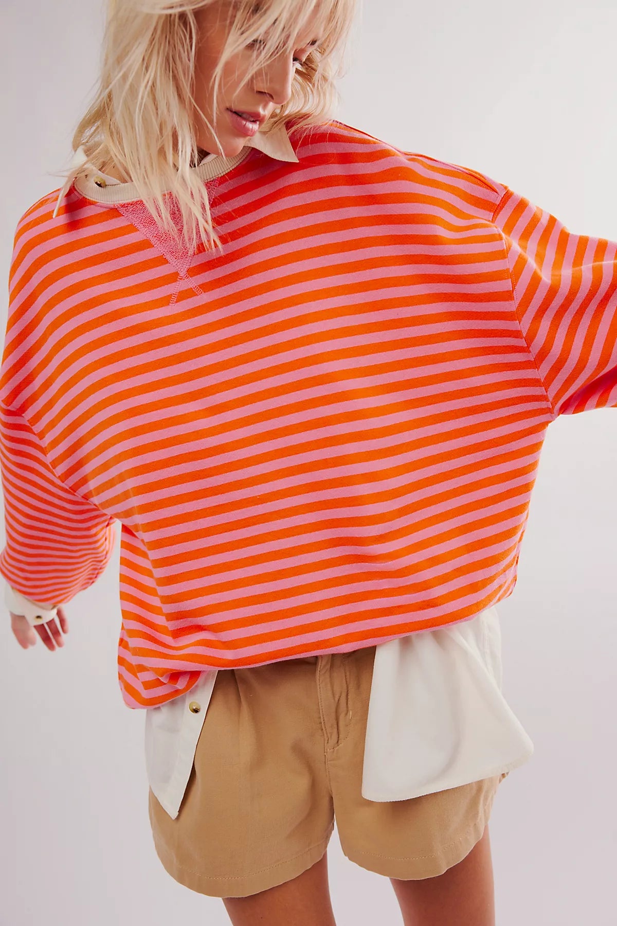 We The Free Classic Striped Oversized Crewneck