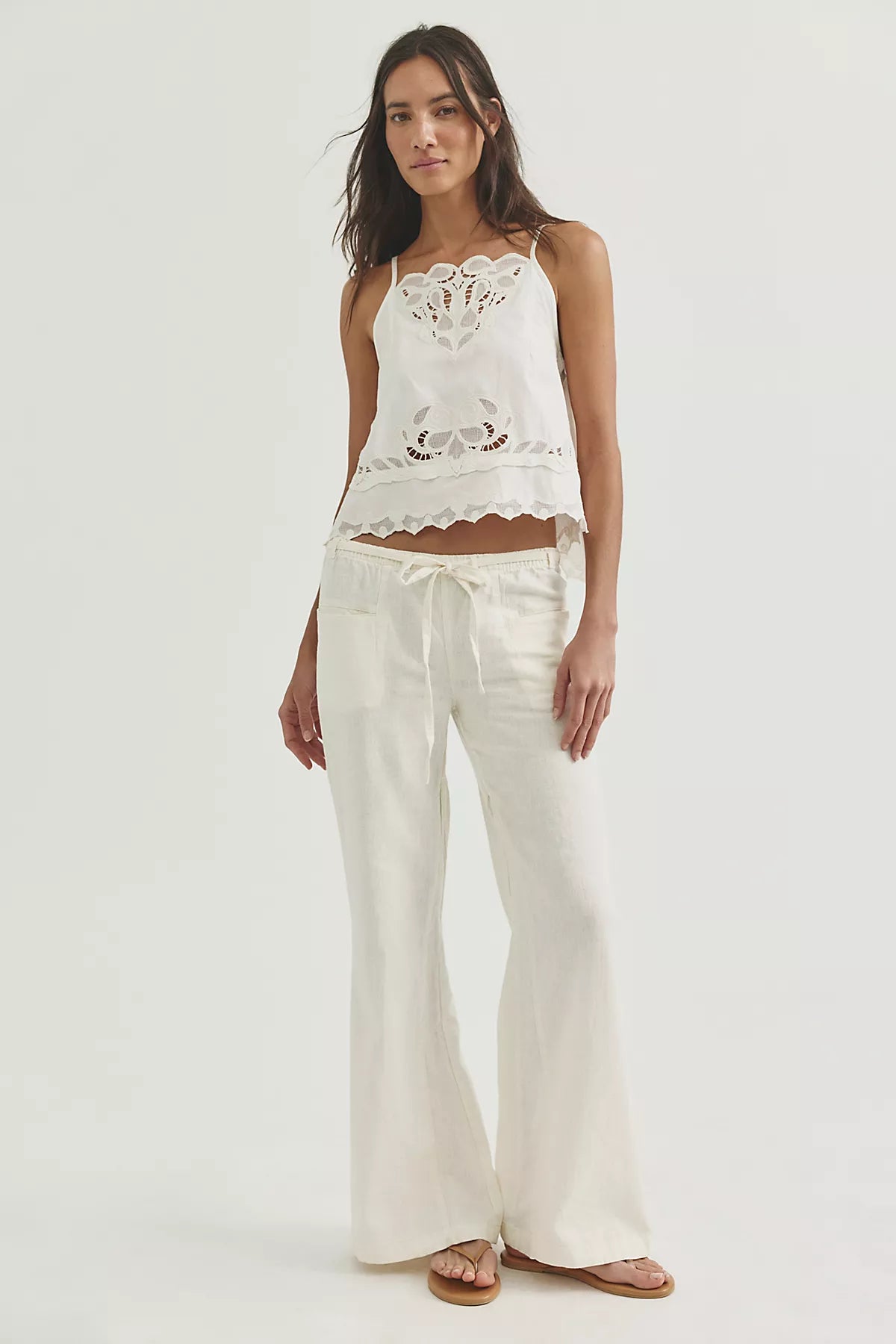 Break The Ice Linen Slouch Flare Pants