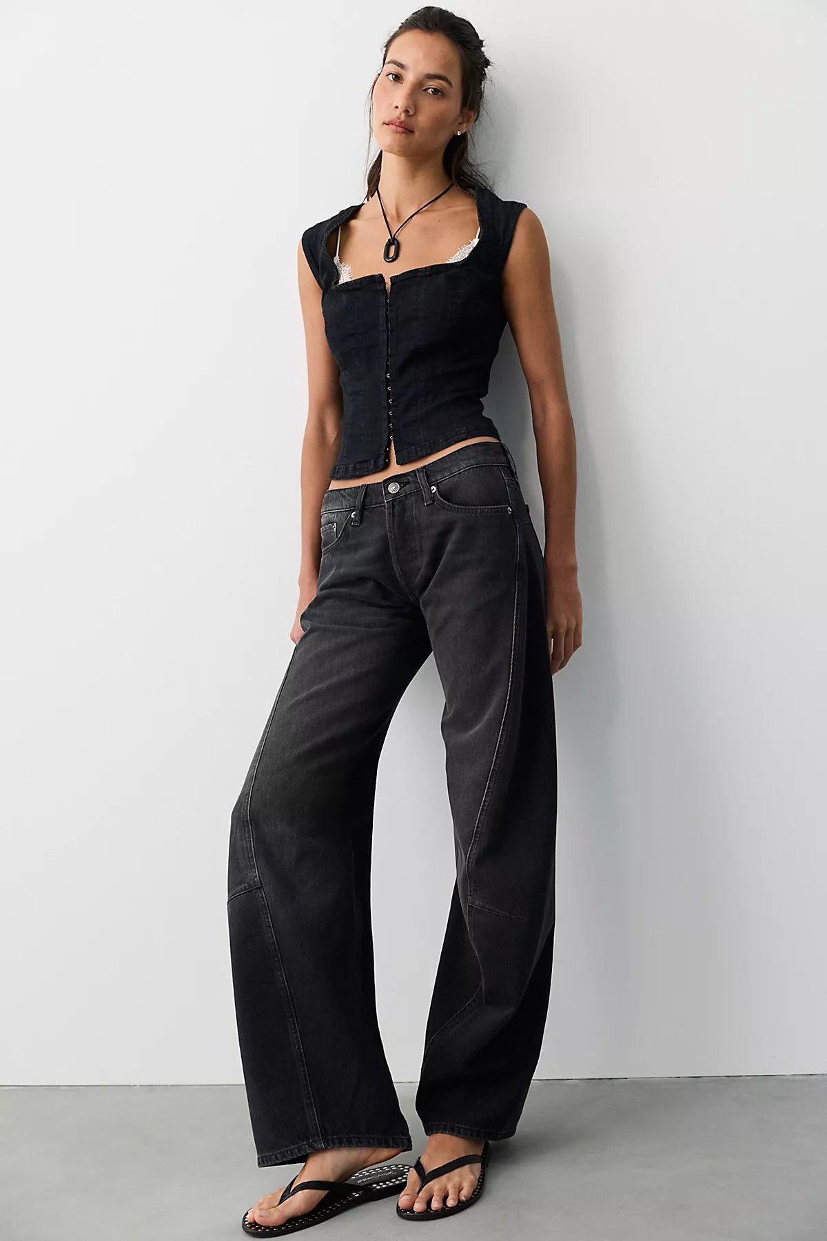 We The Free Fable Low-Rise Twisted Bowed Jeans