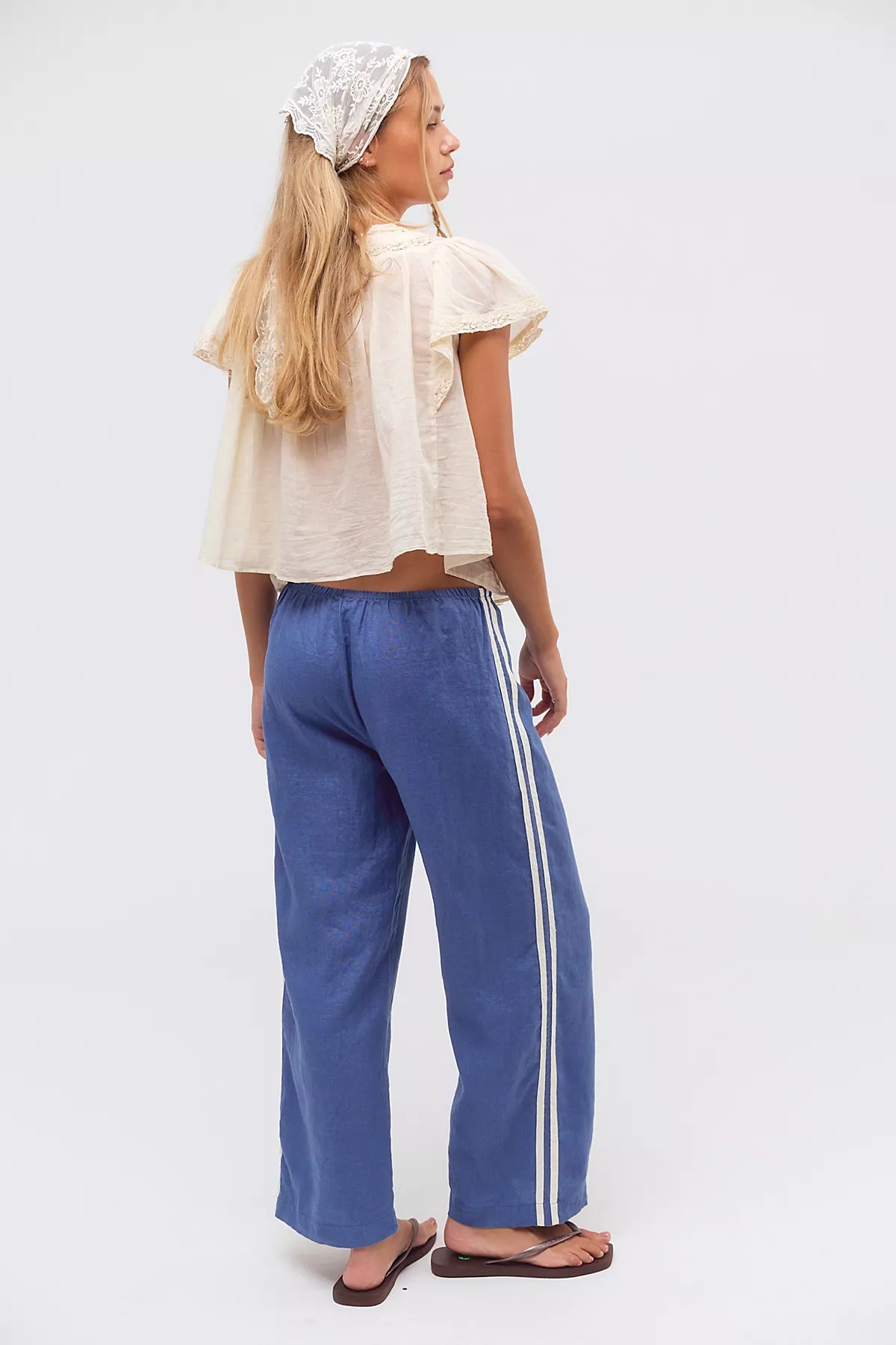 DONNI. The Linen Stripe Crop Pants