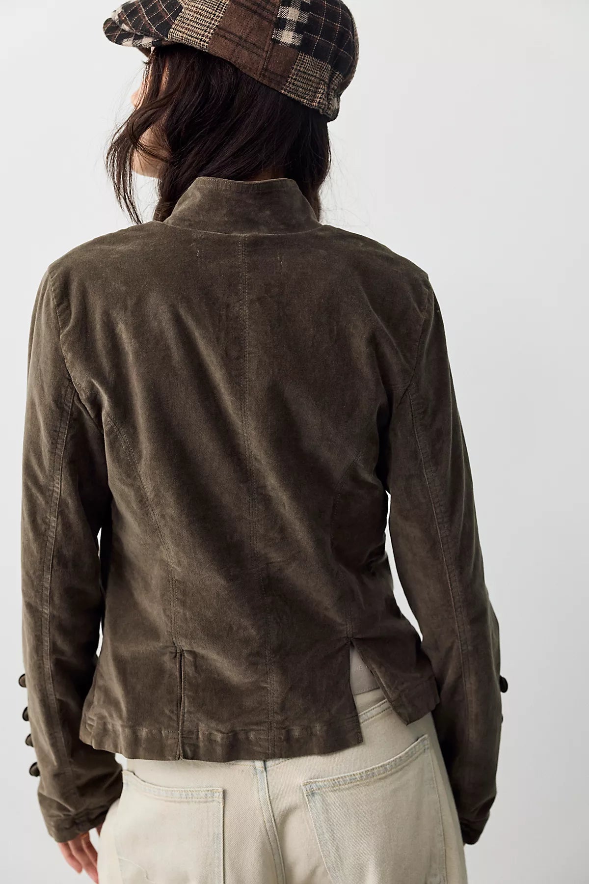 Fitted Velvet Military Jacket