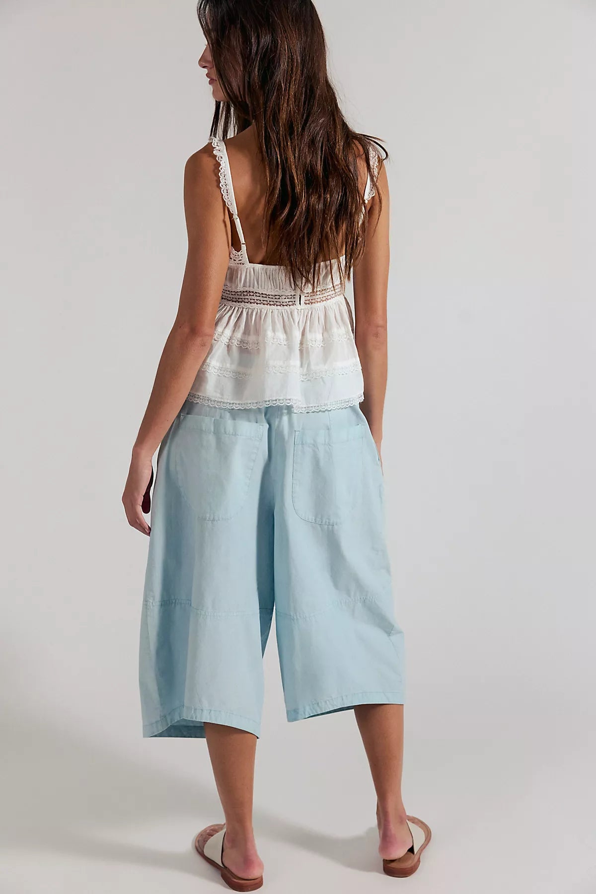 Gardenia Wide-Leg Cropped Cotton Trousers